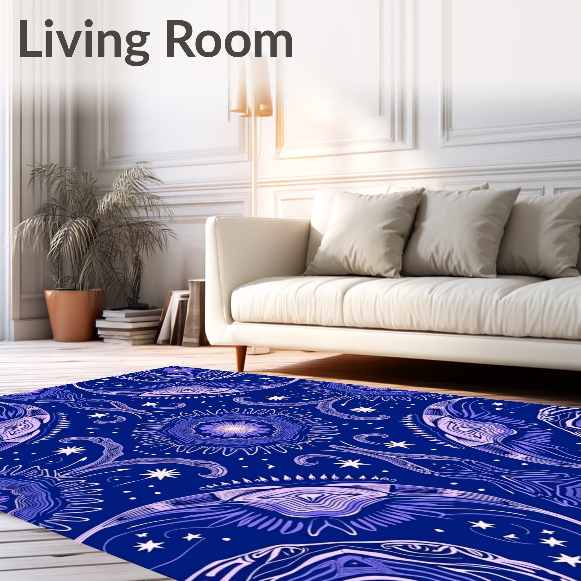 Midnight Blue Celestial Mandalas Rug