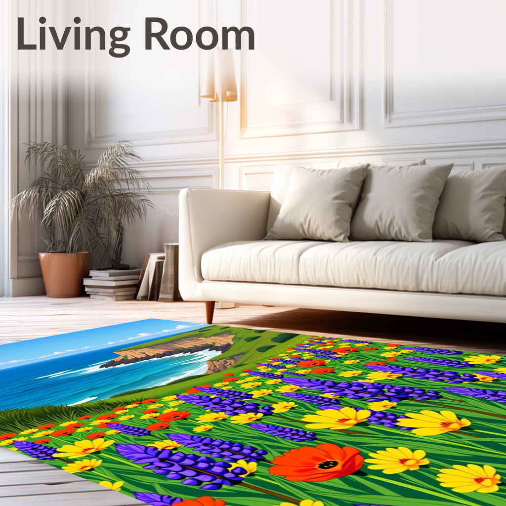 Coastal Cliffside Wildflower Meadow Rug