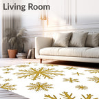 Golden Snowflakes Scattered Across White Rug