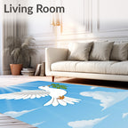 White Dove Peaceful Sky Branch Rug
