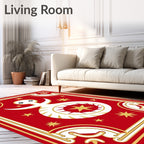 Crimson White Figure Golden Stars Rug