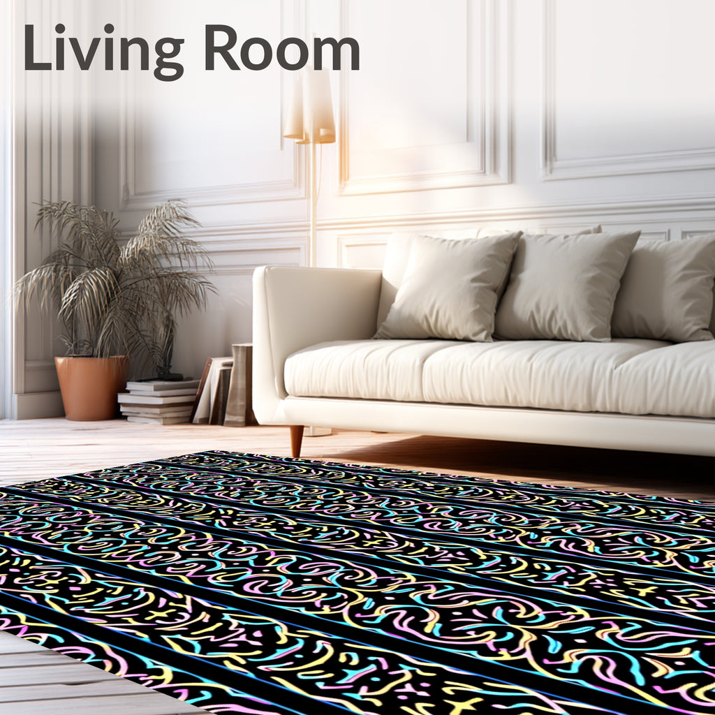 Pastel Colored Ornate Stripe Rug