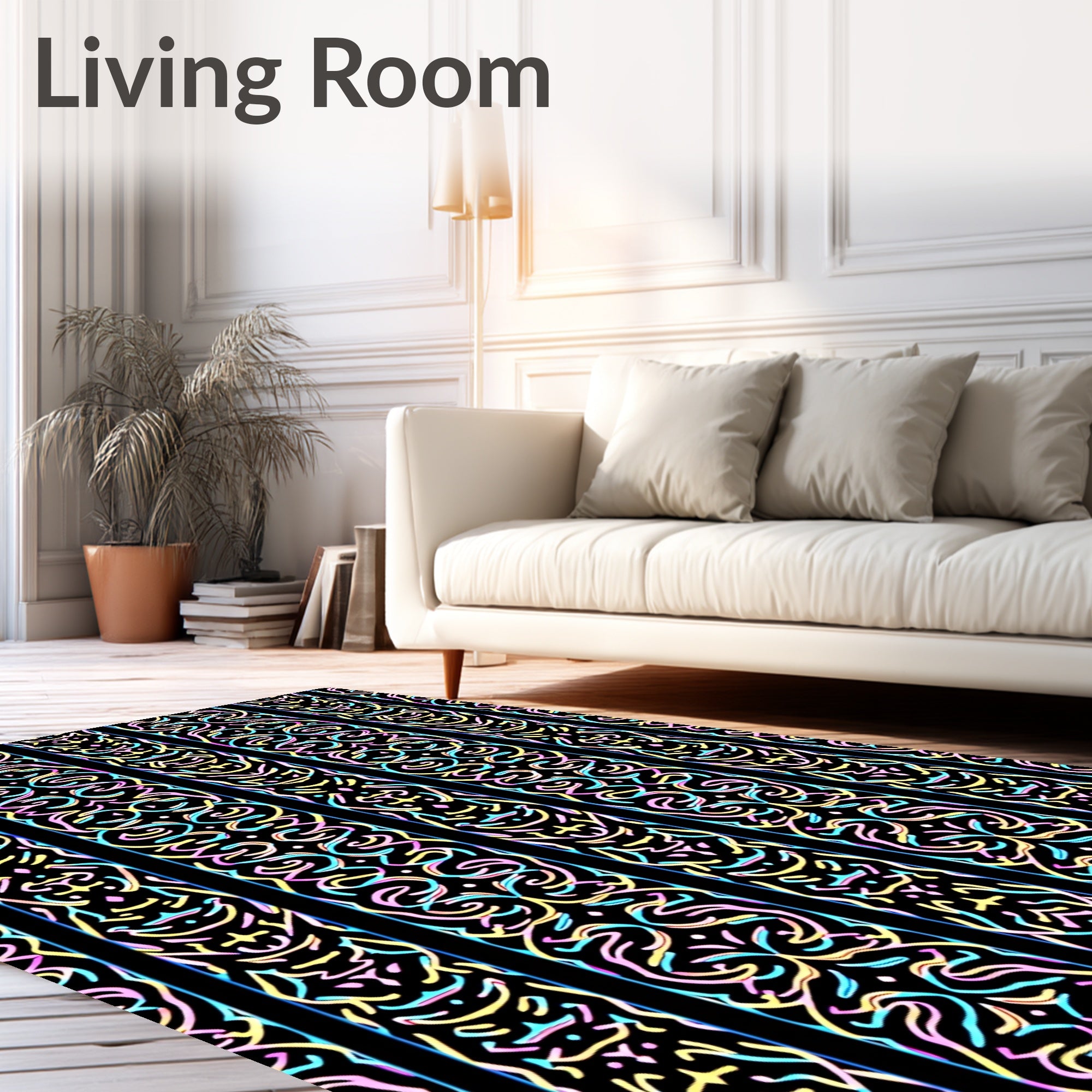 Pastel Colored Ornate Stripe Rug