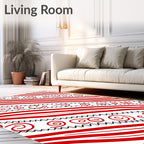 Bold Red Swirl Stripe Arrangement Rug