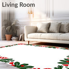 Winter Pine And Red Swirl Border Rug