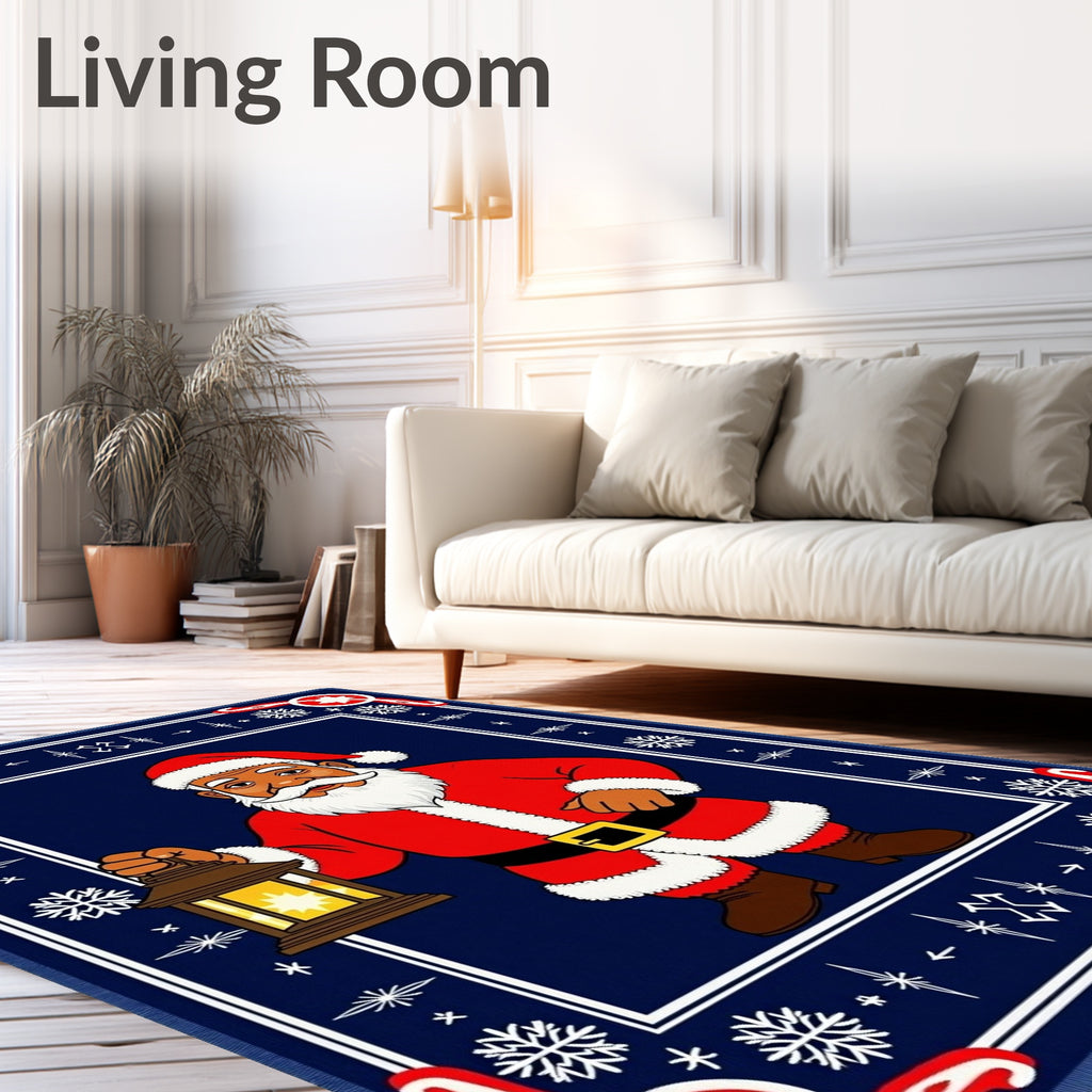Festive Santa Claus Midnight Lantern Rug