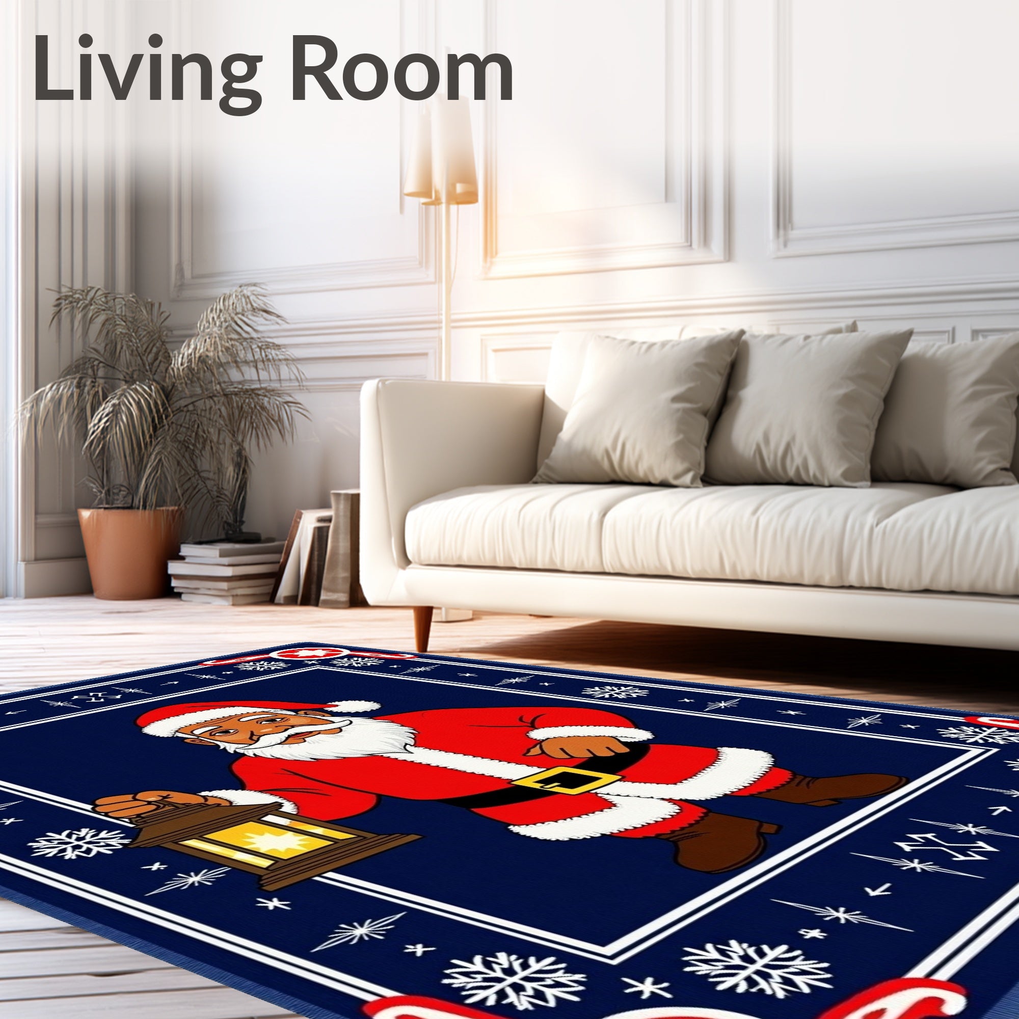 Festive Santa Claus Midnight Lantern Rug
