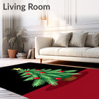 Green Pine Star Red Ornament Tree Rug