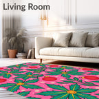 Festive Red Ornaments Green Holly Scatter Rug
