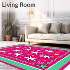 Whimsical Pink Dancing Figures Star Rug