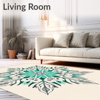 Emerald Teal Floral Medallion Graphic Rug
