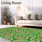 Green Red Swirl Holiday Candy Cane Rug