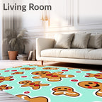 Cute Gingerbread Men Teal Rug