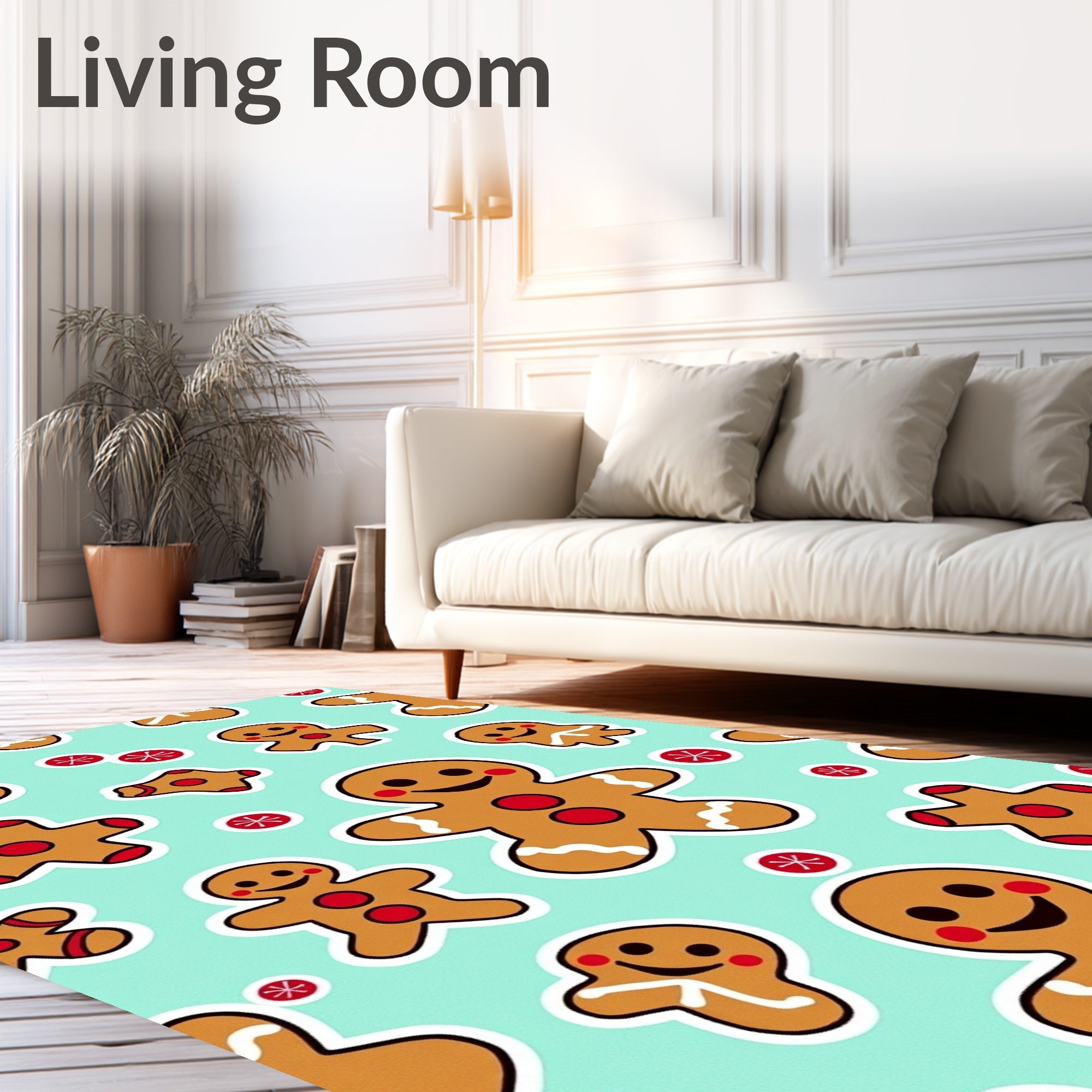 Cute Gingerbread Men Teal Rug