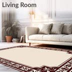 Ornate Crimson Floral Border Rug