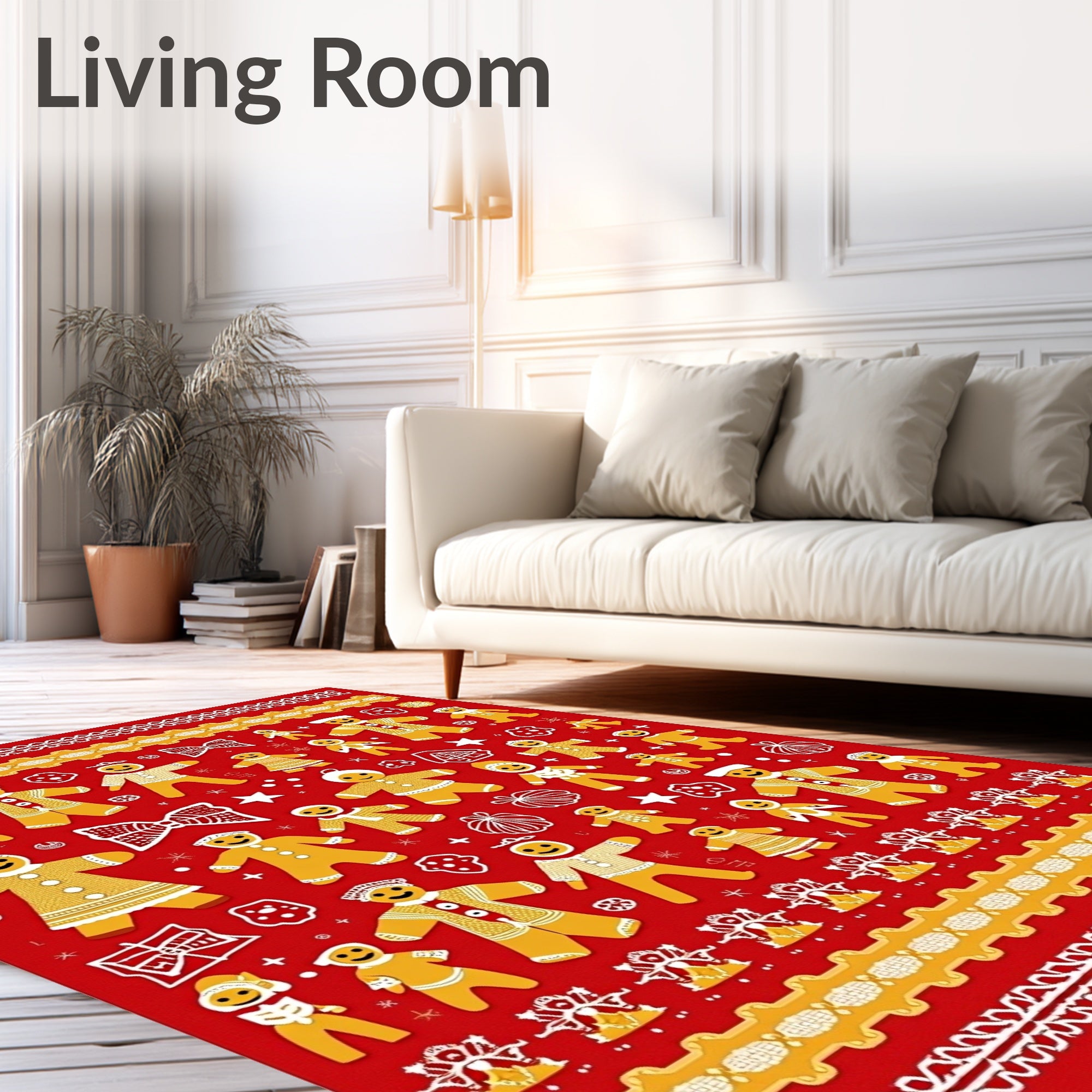 Festive Gingerbread People Christmas Rug