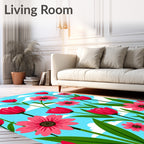 Vibrant Pink Floral Sky Garden Rug