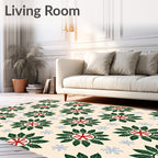 Crimson Red Starburst Leaf Wreath Rug