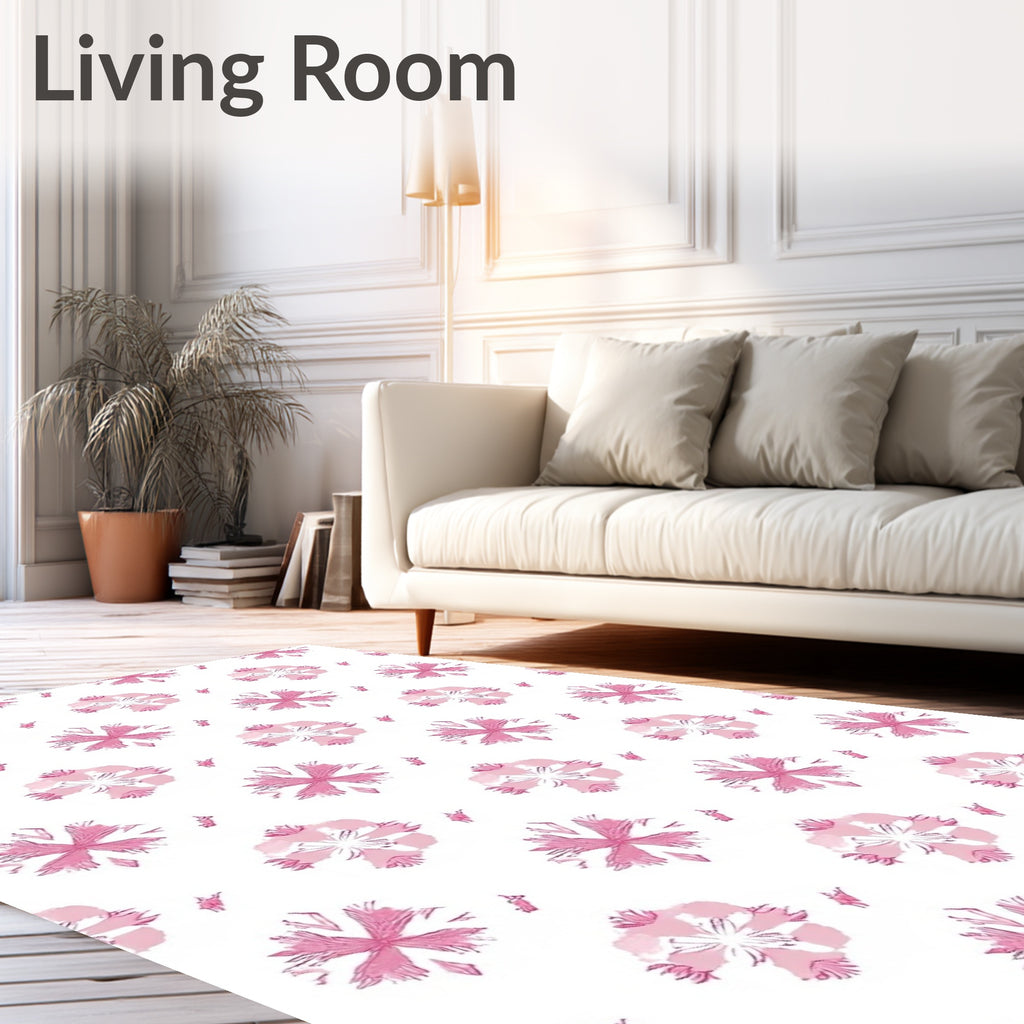 Soft Pink Floral Medallion Arrangement Rug