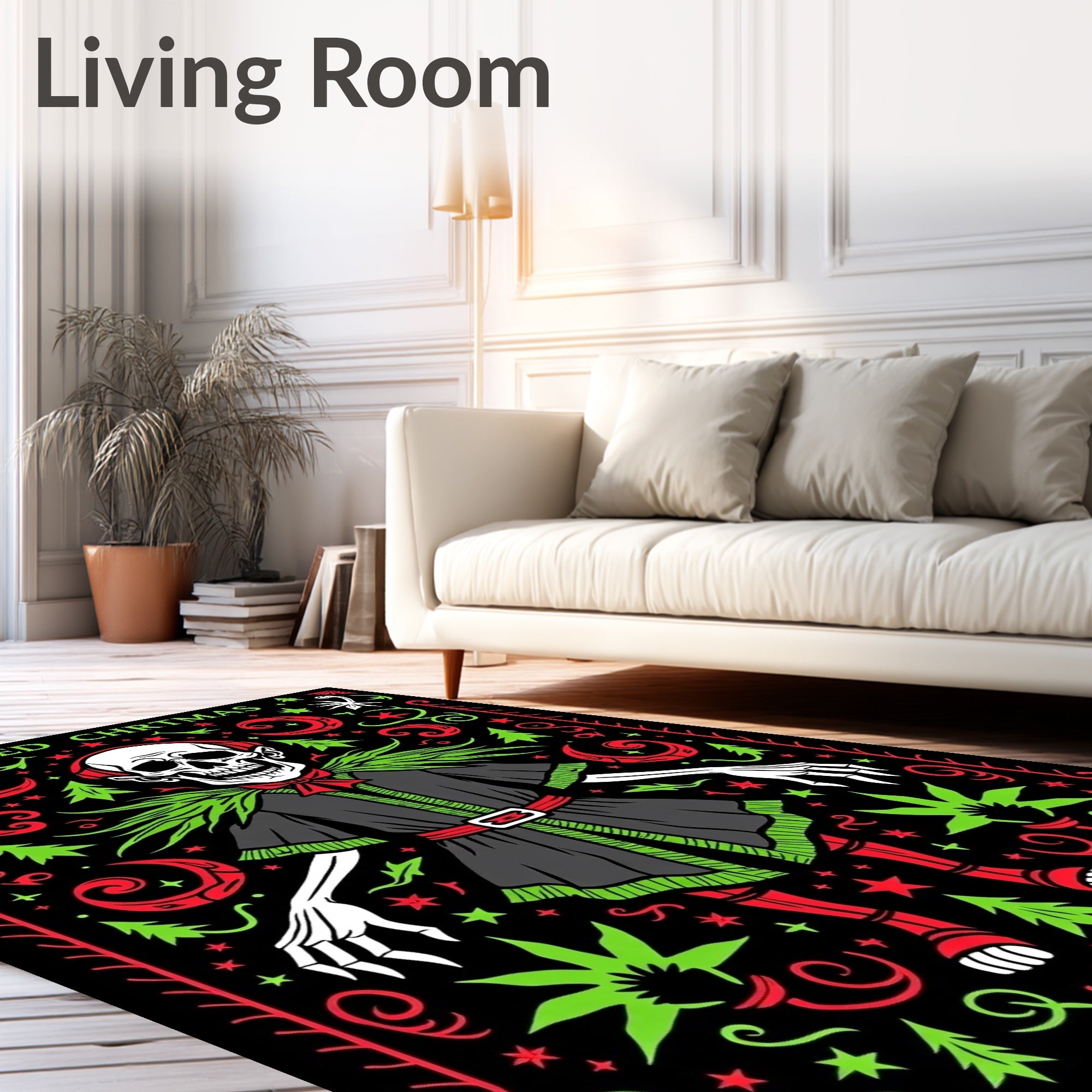 Gothic Skeleton Christmas Skull Medley Rug