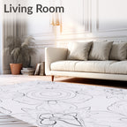 Intricate White Floral Mandala Symmetry Rug