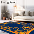 Cosmic Blue Orange Planet Star Rug