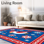 Festive Red Snowflakes And Bird Rug