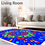Vibrant Blue Central Geometric Burst Rug