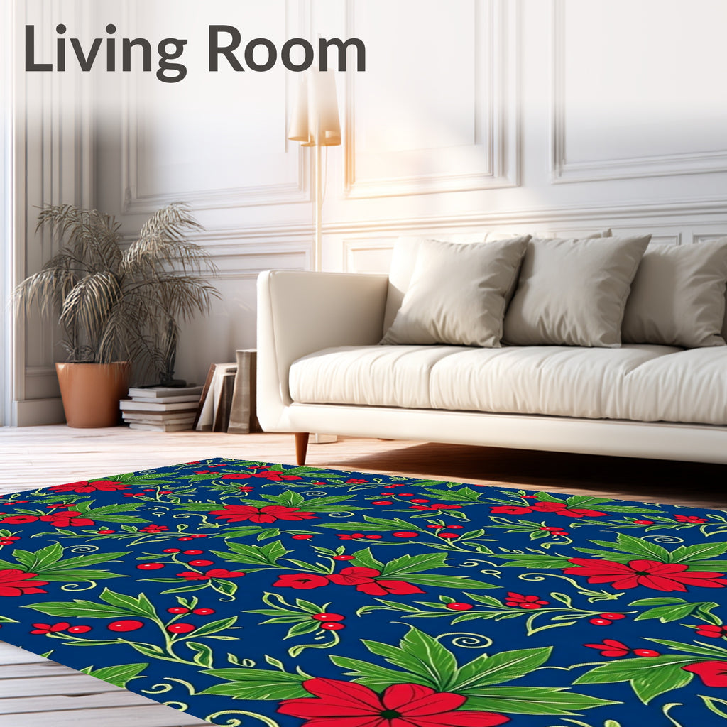 Charming Red Berry Floral Vine Rug