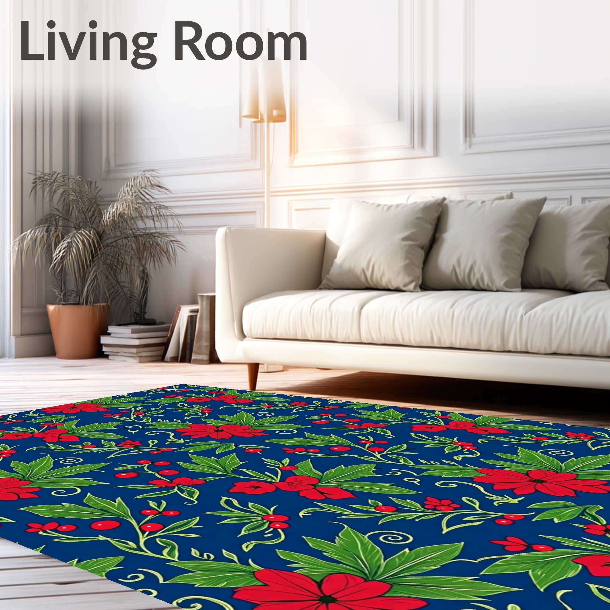 Charming Red Berry Floral Vine Rug