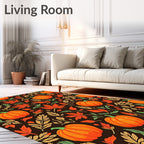 Vibrant Orange Pumpkin Autumn Foliage Rug