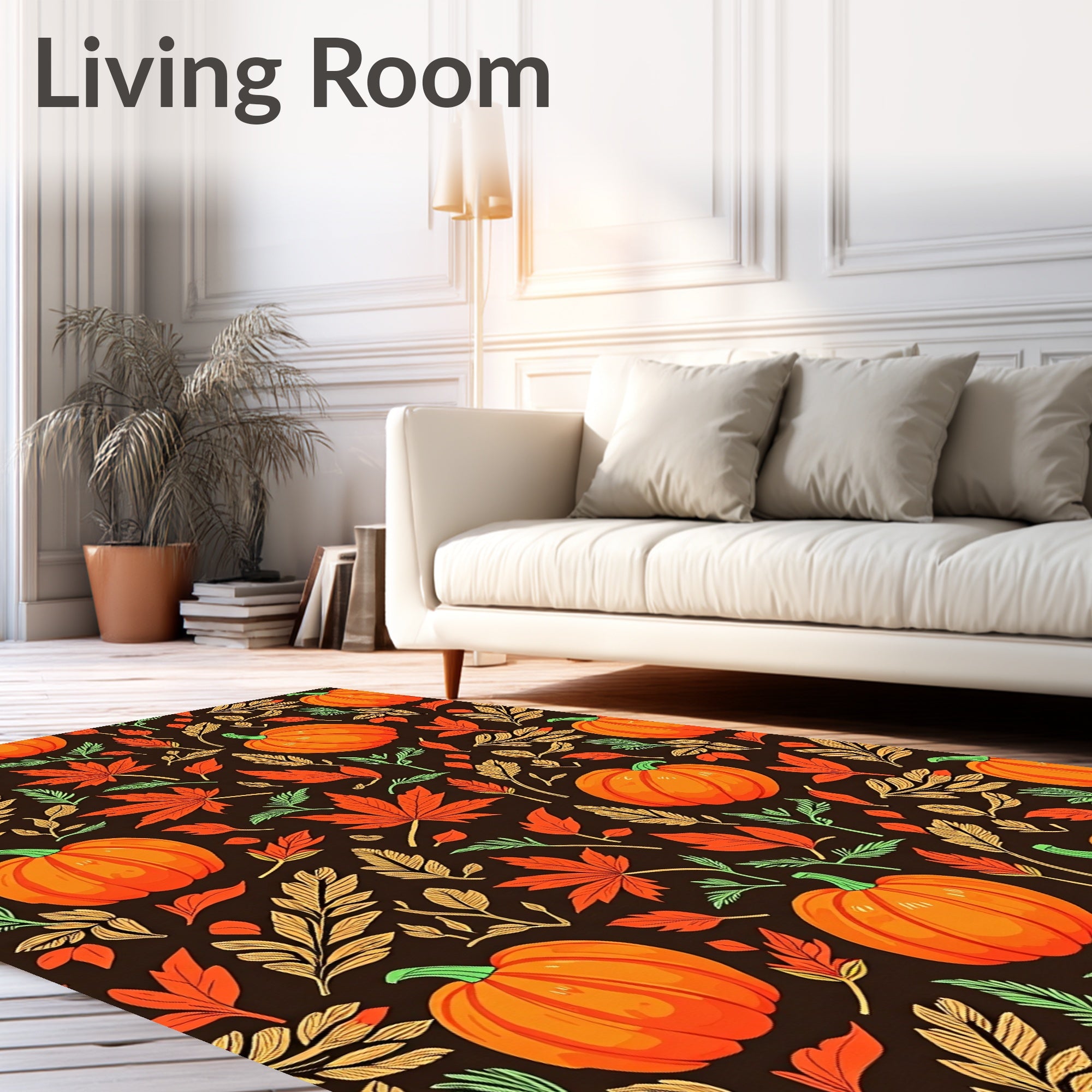 Vibrant Orange Pumpkin Autumn Foliage Rug