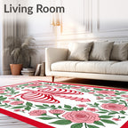 Pink Ribcage Floral Garden illustration Rug