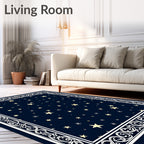 Navy Golden Starry Night Border Rug
