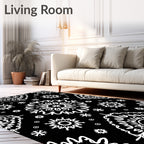 Black White Intricate Snowflake Medallion Rug