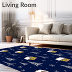 Cozy Snow Village Christmas Trees Rug