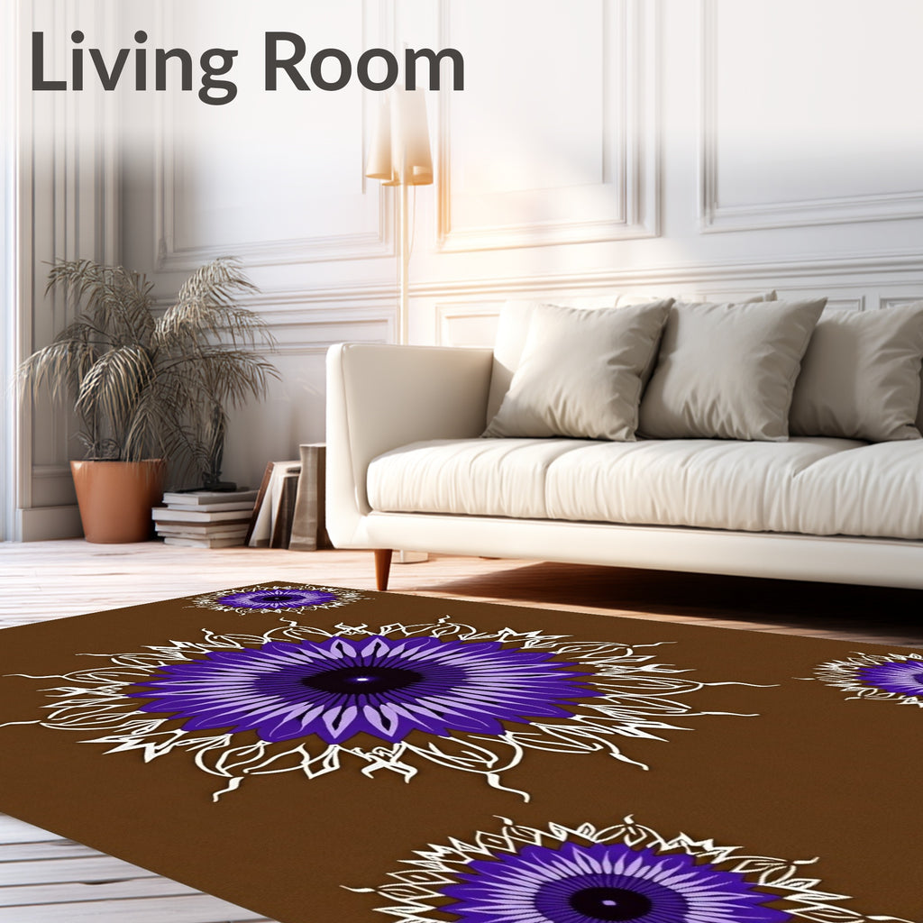 Brown Majestic Violet Mandala Bloom Rug