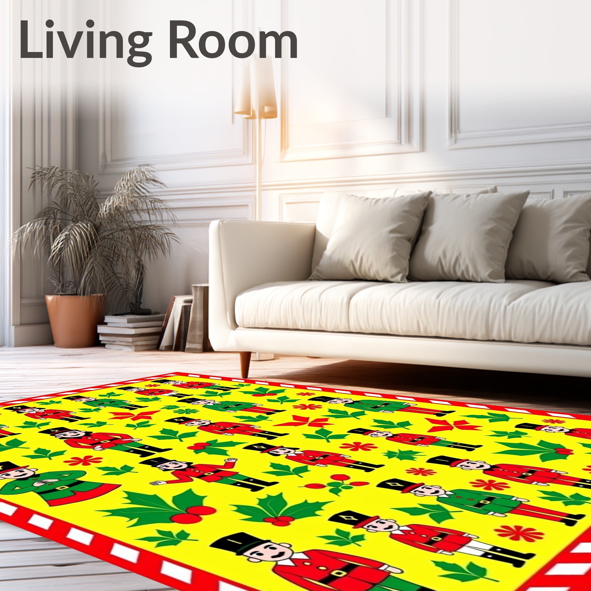 Christmas Nutcracker Red Green Folksy Rug