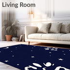 Midnight Blue Celestial Starry Night Rug