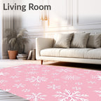 Pink Soft Mandala Snowflakes Rug