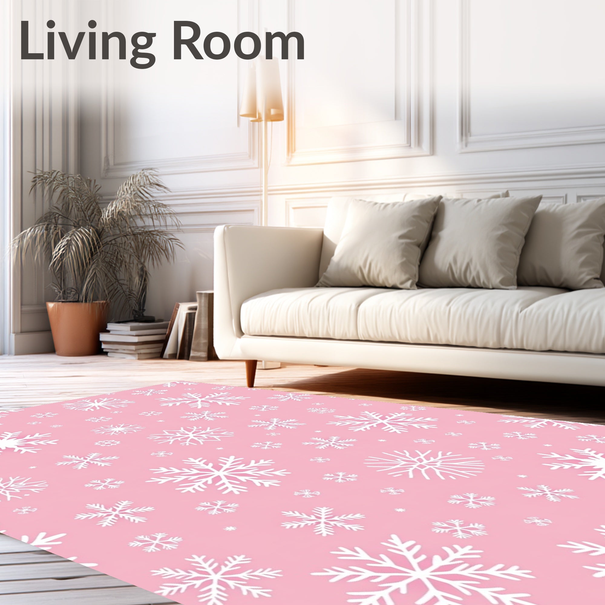 Pink Soft Mandala Snowflakes Rug