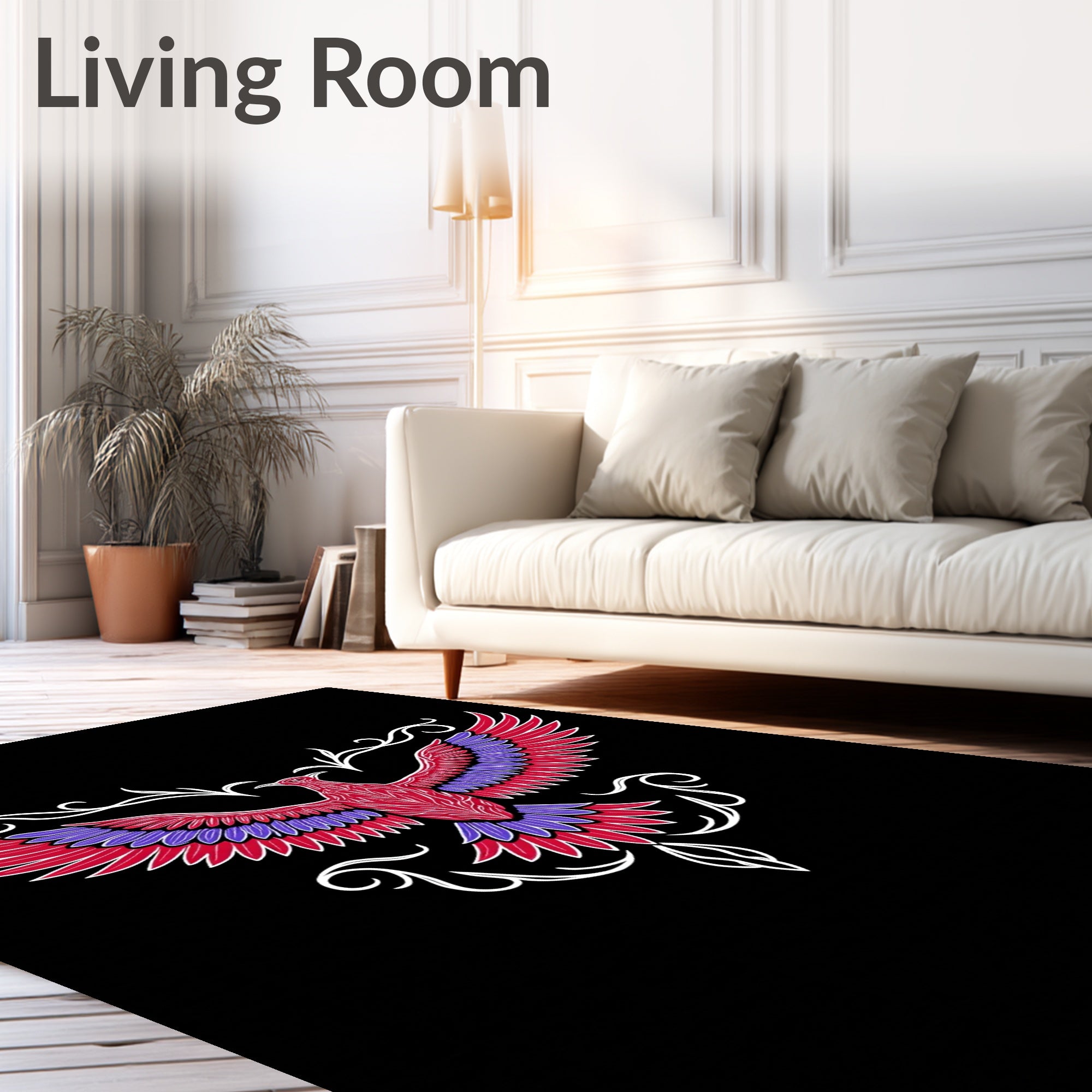 Crimson Purple Phoenix Winged Crest Rug