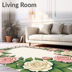 Pink Cream Rose Floral Garland Rug
