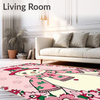 Pink Snowman Floral Border Rug