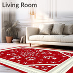 Festive Red White Snowflake Medallion Rug
