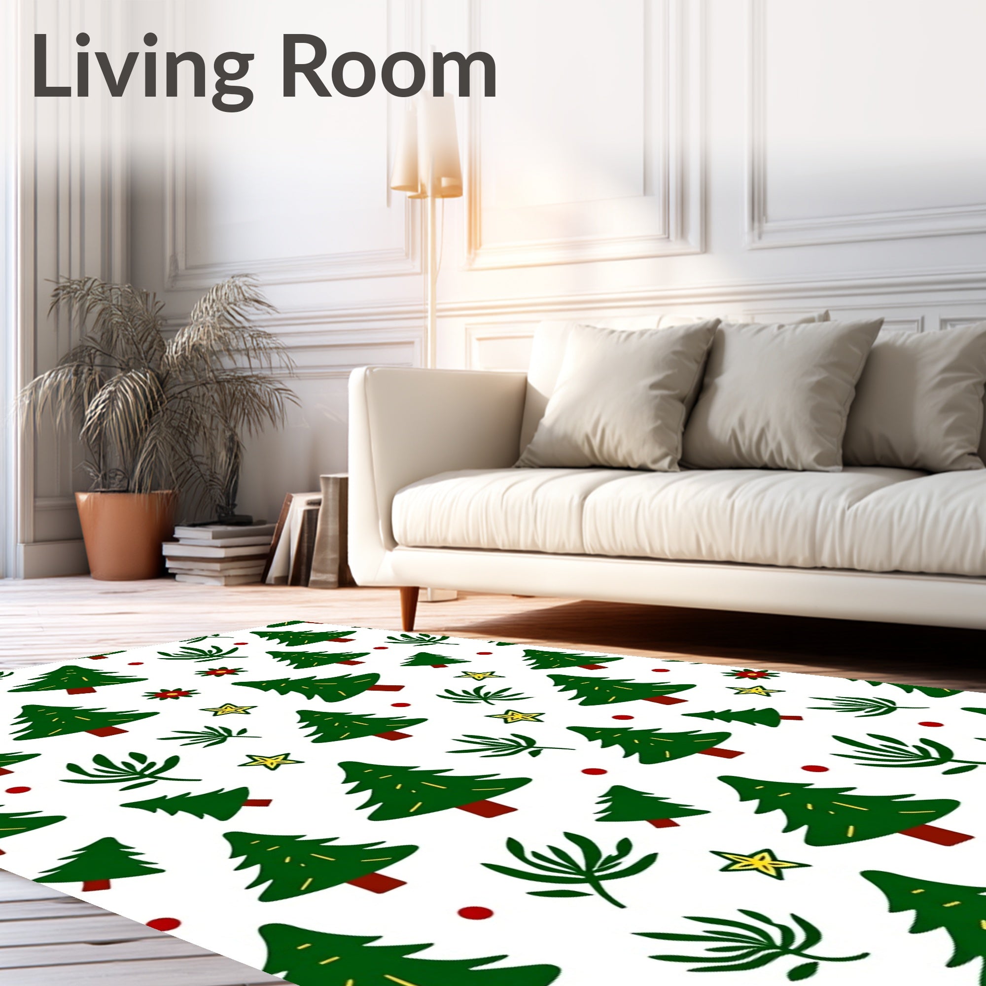 Green Christmas Tree Star Scatter Rug