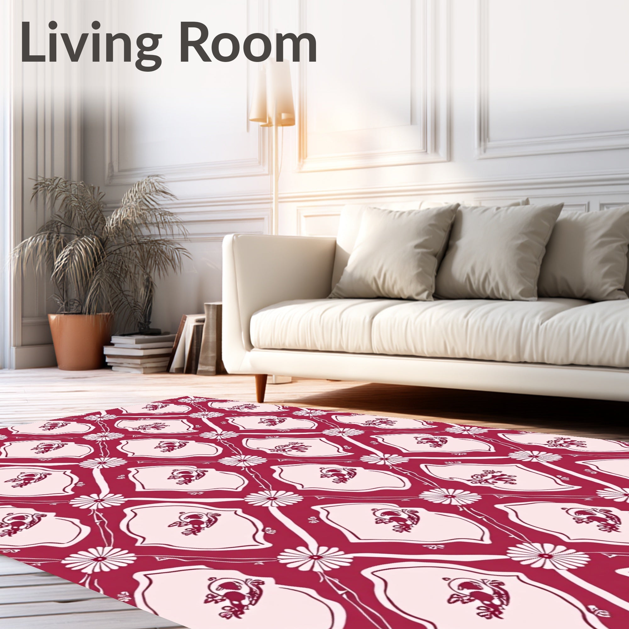 Crimson Bird Floral Diamond Rug