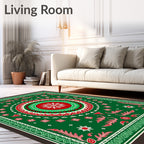 Green Red White Classic Mandala Rug