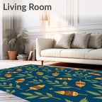 Blue Forest Foliage Acorn Design Rug