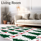 Green Tree Red Bauble Holiday Collection Rug